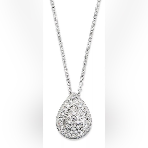 Eliot Danori Jewelry - NWT Eliot Danori Rhodium-Plated Crystal Teardrop Pendant Necklace